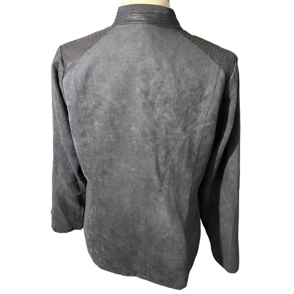 Studio Works Suede Snakeskin Print Full ZIP Jacket Sz 10 - Picture 3 of 11